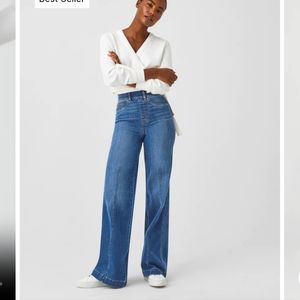 Spanx seamed front wide leg jeans